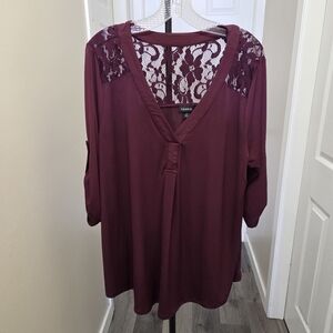 Torrid Plus Size Lace-Detail V-Neck Blouse